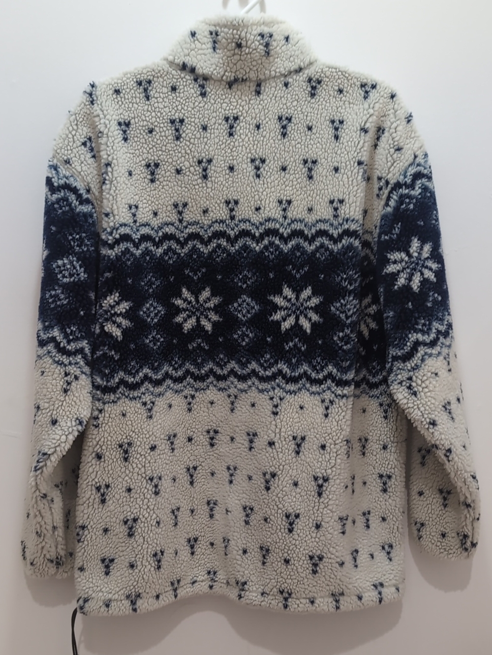 Vintage L.L. Bean Sherpa Pullover with Navy Nordic Pattern L - Picture 3 of 11